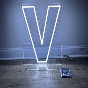 24" Tall LED Letter V Sign with Stand